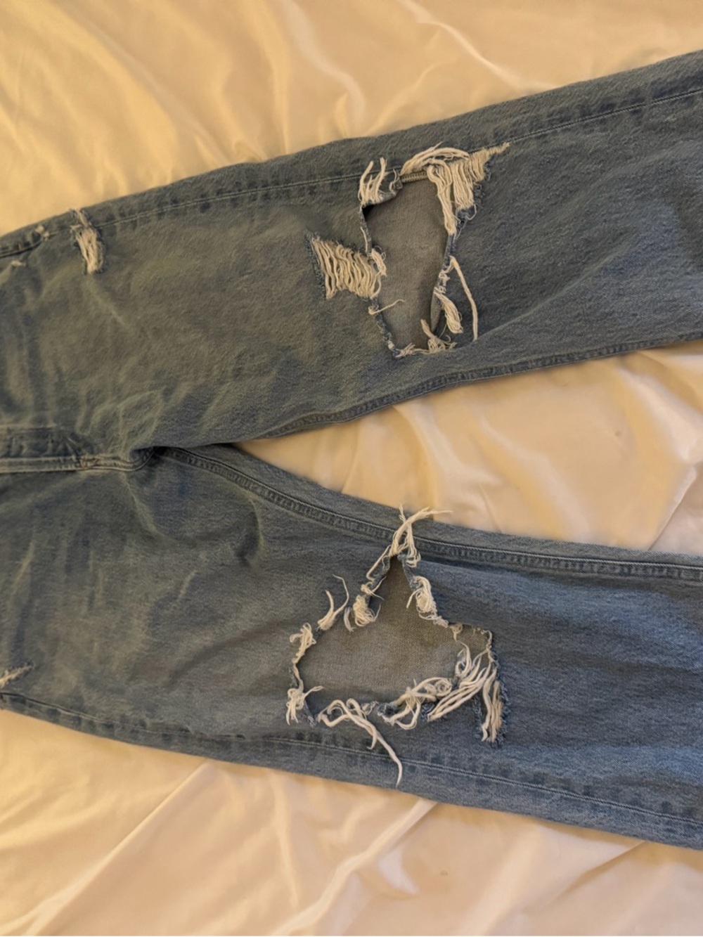 Agolde Light Blue High-Rise Distressed Jeans